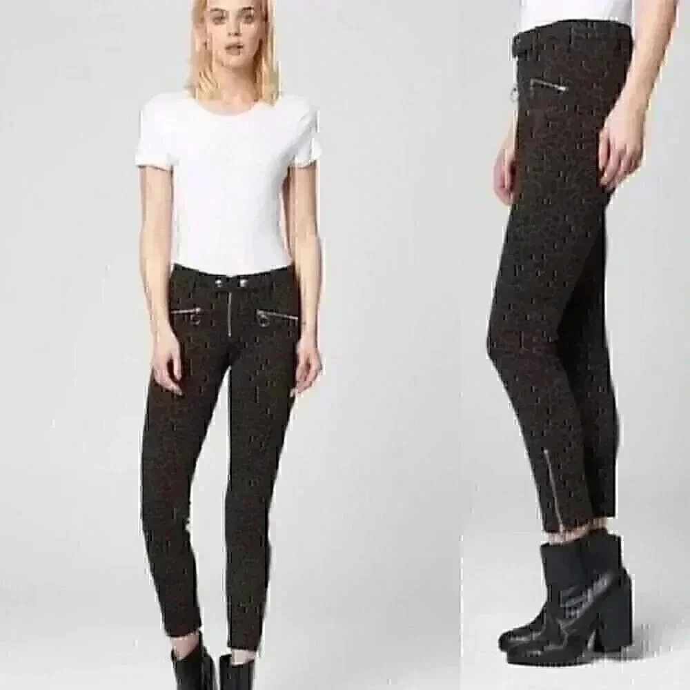 BLANKNYC Leopard Print Moto Skinny Pants 27 Biker Mob Wife NWT